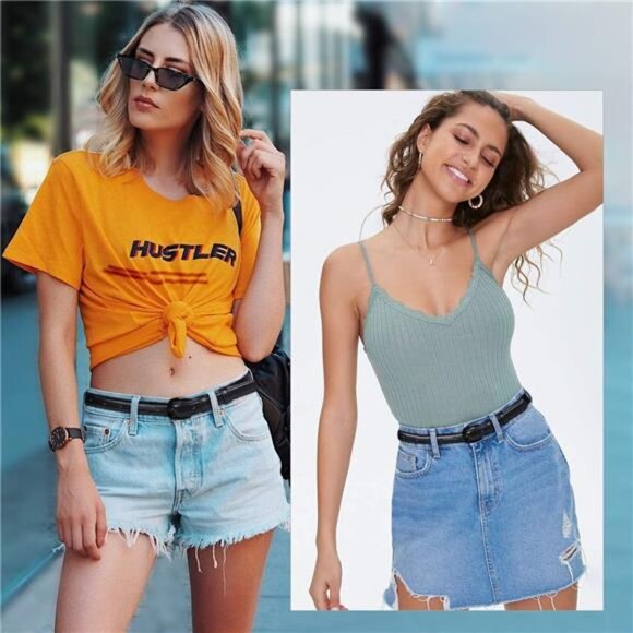 Women Skinny Leather Belt Thin Waist Jeans Belt for Pants in Pin Buckle Belt - Picture 2 of 6